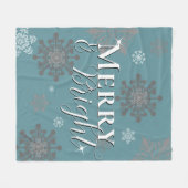 Blauwgroen vrolijke en heldere sneeuwvlokken kerst fleece deken (Voorkant (Horizontaal))