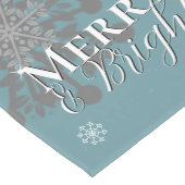 Blauwgroen vrolijke en heldere sneeuwvlokken kerst medium tafelloper (Hoek)