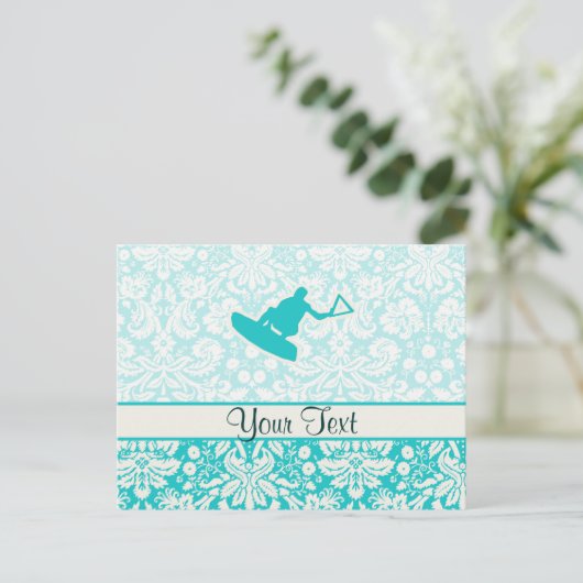 Blauwgroen Wakeboarder Briefkaart (Staand voorkant)