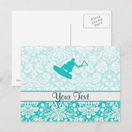 Blauwgroen Wakeboarder Briefkaart (Voorkant / Achterkant)