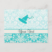 Blauwgroen Wakeboarder Briefkaart (Voorkant)