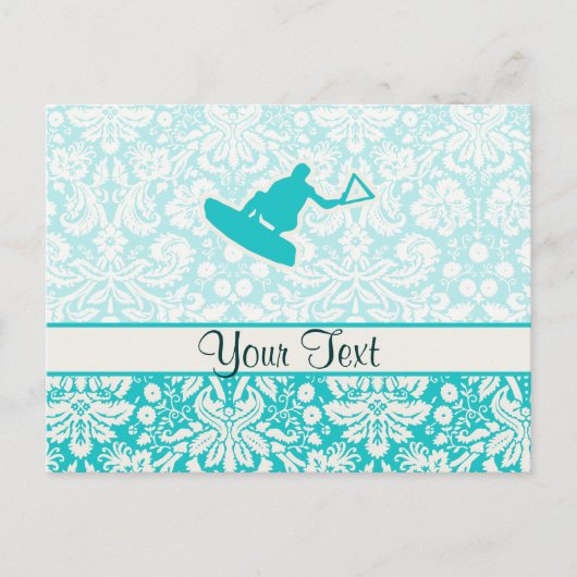 Blauwgroen Wakeboarder Briefkaart (Voorkant)