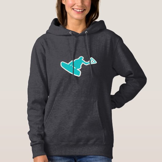 Blauwgroen Wakeboarder Hoodie (Voorkant)