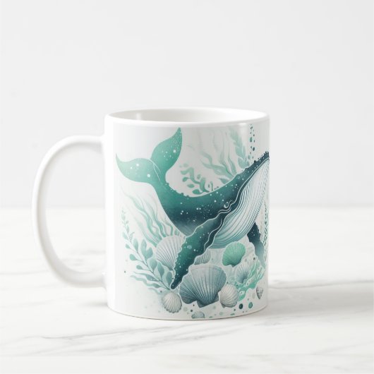 Blauwgroen walvissenzee koffiemok (Links)