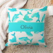Blauwgroen walvisvaarder Jouw naam Ocean Zee Life  Kussen (Deken)