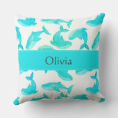 Blauwgroen walvisvaarder Jouw naam Ocean Zee Life  Kussen (Achterkant)