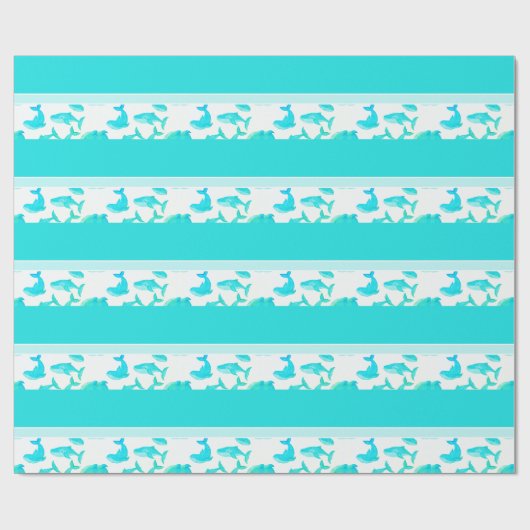 Blauwgroen walvisvaart Zee Kinder Cadeaupapier (Vlak)