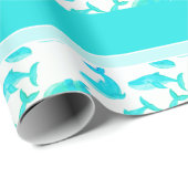 Blauwgroen walvisvaart Zee Kinder Cadeaupapier (Rol Hoek)