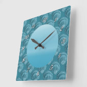 Blauwgroen wandklok met de rugleuning van het plei (Hoek)