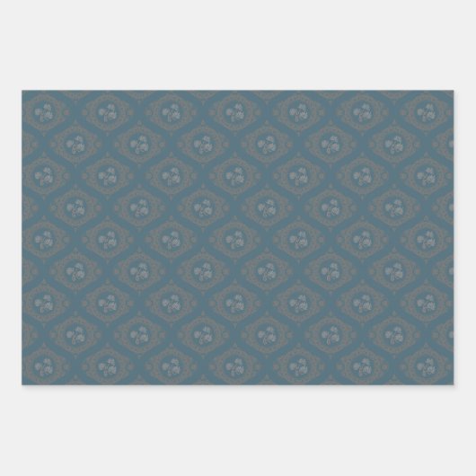 Blauwgroen wandtapijt Rococo Mandala Elegant Ogee Inpakpapier Vel (Voorkant 3)