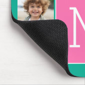 Blauwgroen & warm roze instagram 8 Monogram fotoco Muismat (Hoek)