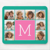 Blauwgroen & warm roze instagram 8 Monogram fotoco Muismat (Voorkant)