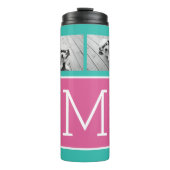 Blauwgroen & warm roze instagram 8 Monogram fotoco Thermosbeker (Voorkant)