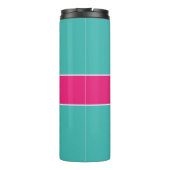 Blauwgroen warm roze monogram op maat thermosbeker (Achterkant)