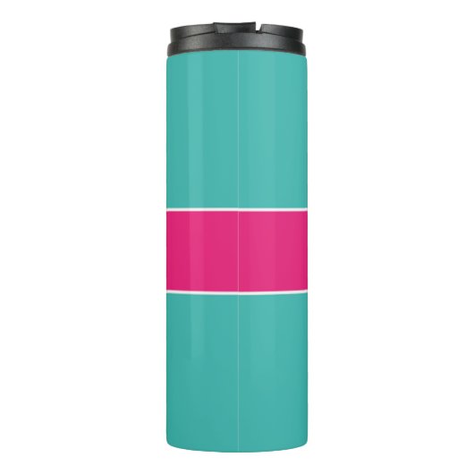 Blauwgroen warm roze monogram op maat thermosbeker (Achterkant)