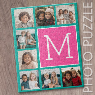 Blauwgroen warmroze instagram 8 Monogram fotocolla Legpuzzel