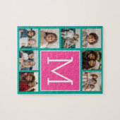 Blauwgroen warmroze instagram 8 Monogram fotocolla Legpuzzel (Horizontaal)