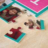 Blauwgroen warmroze instagram 8 Monogram fotocolla Legpuzzel (Zijkant)