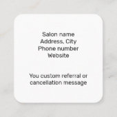  blauwgroen wassen of ander beroep vierkante visitekaartje (Achterkant)