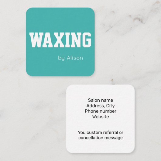  blauwgroen wassen of ander beroep vierkante visitekaartje (Voorkant / Achterkant)