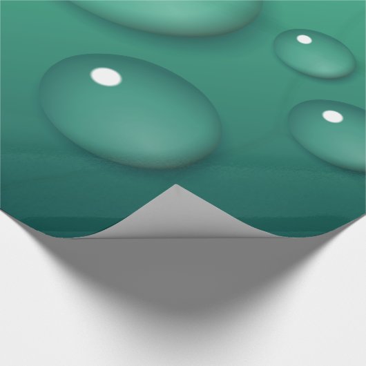Blauwgroen waterdruppelstructuur cadeaupapier (Hoek)