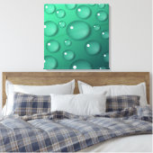 Blauwgroen waterdruppelstructuur canvas afdruk (Insitu (Slaapkamer))
