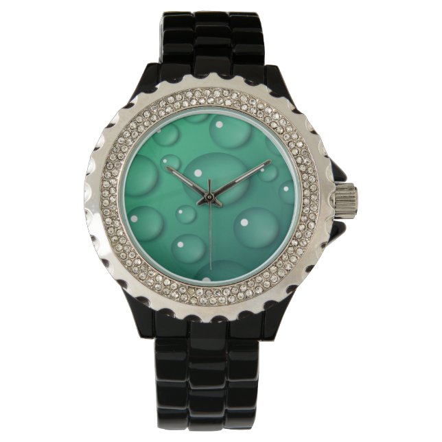 Blauwgroen waterdruppelstructuur horloge (Voorkant)
