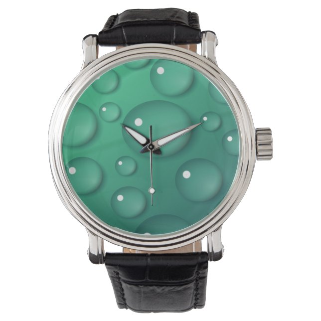 Blauwgroen waterdruppelstructuur horloge (Voorkant)
