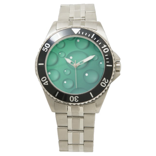 Blauwgroen waterdruppelstructuur horloge (Voorkant)
