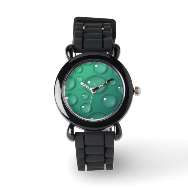 Blauwgroen waterdruppelstructuur horloge (Voorkant)