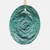 Blauwgroen waterrimpel keramisch ornament (Rechts)