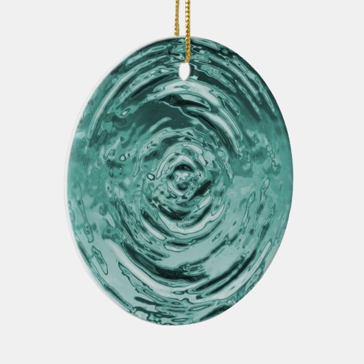 Blauwgroen waterrimpel keramisch ornament (Rechts)