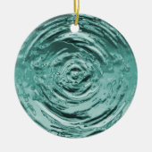 Blauwgroen waterrimpel keramisch ornament (Voorkant)