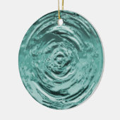 Blauwgroen waterrimpel keramisch ornament (Links)
