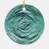 Blauwgroen waterrimpel keramisch ornament (Achterkant)