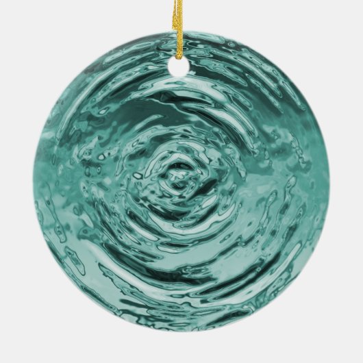 Blauwgroen waterrimpel keramisch ornament (Achterkant)