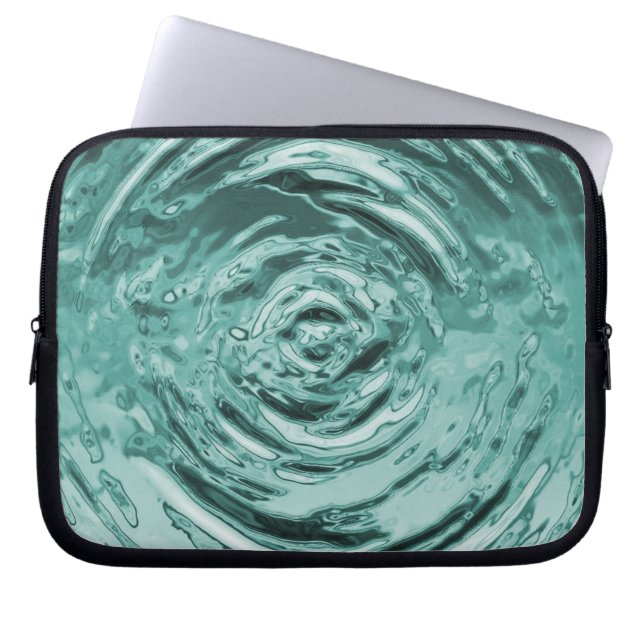 Blauwgroen waterrimpel laptop sleeve (Voorkant)