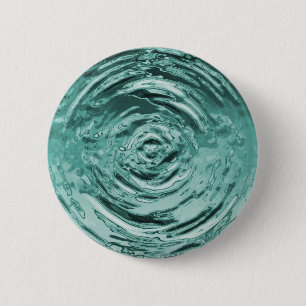 Blauwgroen waterrimpel ronde button 5,7 cm