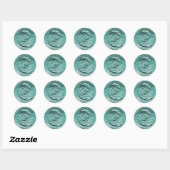 Blauwgroen waterrimpel ronde sticker (Vel)