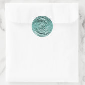 Blauwgroen waterrimpel ronde sticker (Tas)