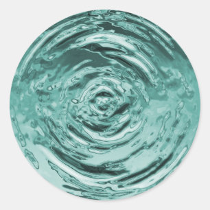 Blauwgroen waterrimpel ronde sticker