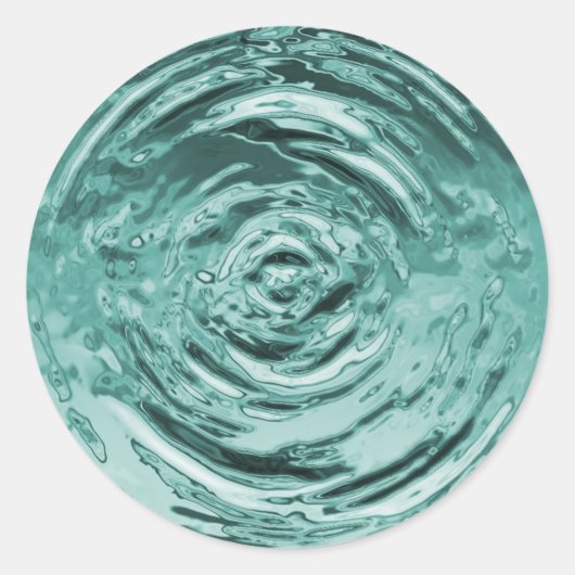 Blauwgroen waterrimpel ronde sticker (Voorkant)