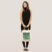 Blauwgroen waterrimpel tote bag (Voorkant (model))