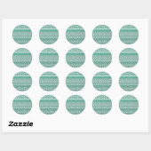 Blauwgroen Waterverf Abstract Aztec Tribal Print P Ronde Sticker (Vel)
