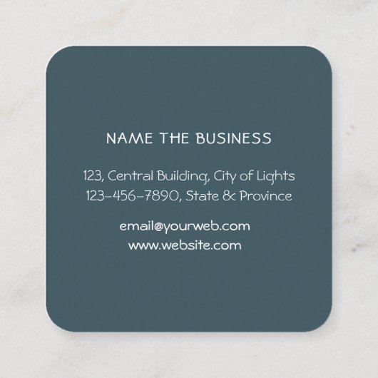 Blauwgroen Waterverf Abstracte platter art Squar Vierkante Visitekaartje (Achterkant)