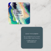 Blauwgroen Waterverf Abstracte platter art Squar Vierkante Visitekaartje (Voorkant / Achterkant)