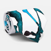 Blauwgroen Waterverf Abstracte stropdas (Opgerold)