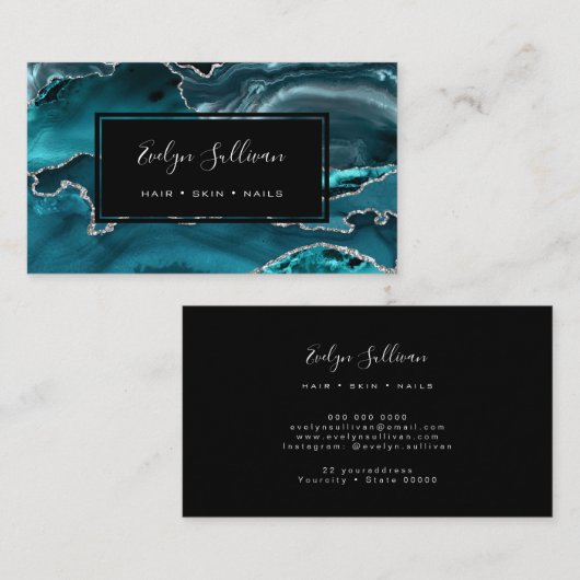 blauwgroen waterverf ageren visitekaartje (Voorkant / Achterkant)