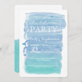  Blauwgroen Waterverf Bachelorette Party nodigt ui Kaart (Voorkant / Achterkant)