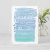  Blauwgroen Waterverf Bachelorette Party nodigt ui Kaart (Staand voorkant)